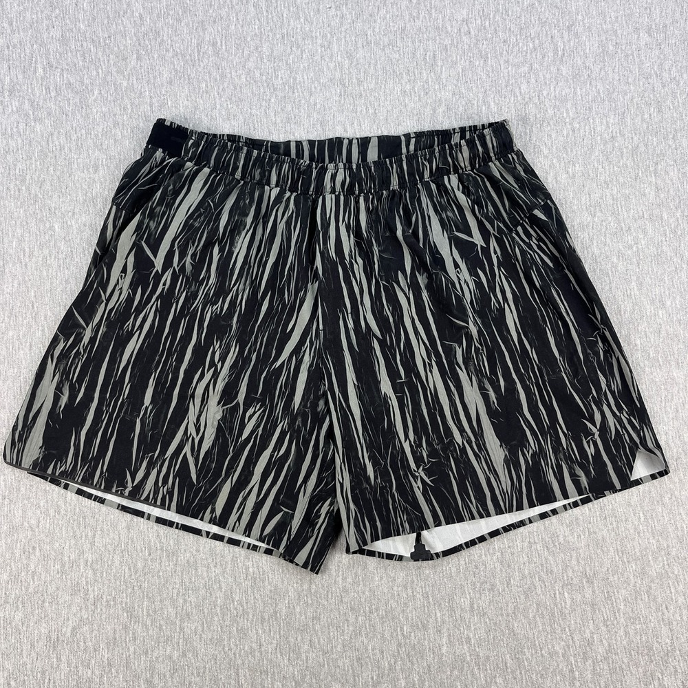 Lululemon Surge Short Mens XL Black Vertical Glitch Abstract Lined 6" Inseam